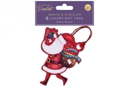 Santa & Rudolph 8pk Gift Tags