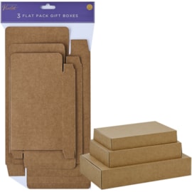 Violet Kraft 3pk Flat Pack Gift Boxes 3pk (XBV-BRWN-FPB)