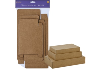 Violet Kraft 3pk Flat Pack Gift Boxes 3pk (XBV-BRWN-FPB)
