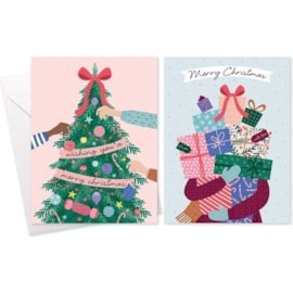 Boxed Christmas Cards Tree & Present 8pk (XC0107)