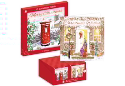 Giftmaker Painted P/box & F/door Sq Cards 2 Designs 10pk