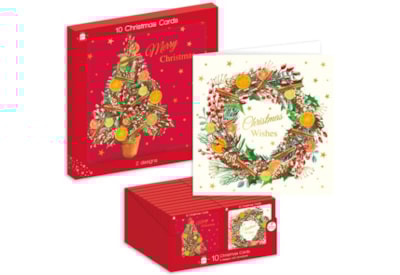Giftmaker Tree & Wreath Sq Cards 2 Designs 10pk