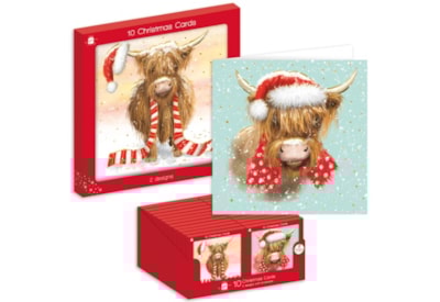 Giftmaker Highland Cow Sq Cards 2 Designs 10pk