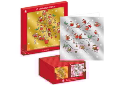 Giftmaker Metallic Robin Sq Cards 2 Designs 10pk