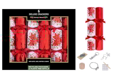 Harvey & Mason 6 Deluxe Poinsettia Crackers 13.5" Harvey & Mason 6 Deluxe Poinsettia Crackers 13.5"