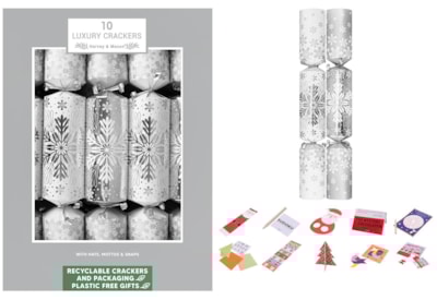 Harvey & Mason 10 Luxury Silver Snowflake Crackers 14" Harvey & Mason 10 Luxury Silver Snowflake Crackers 14"