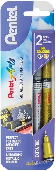 Pentel X Fine Metalic Paint Marker Gold & Silver Pens 2pc (XMFP10/2-XZ)