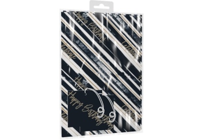 Giftmaker Navy Text 2 Sheets & Tags Gift Wrap (YAKGS20D)