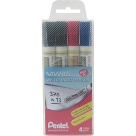Pentel Whiteboard Marker Pens Mixed Colours 4pc (YMW85/4-MIX)