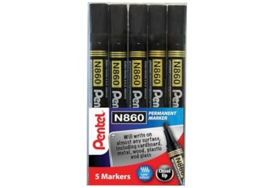 Pentel Permanent Marker Pens Black 5pc (YN860/5-A)