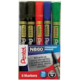 Pentel Permanent Marker Pens Mixed Colours 5pc (YN860/5-M)