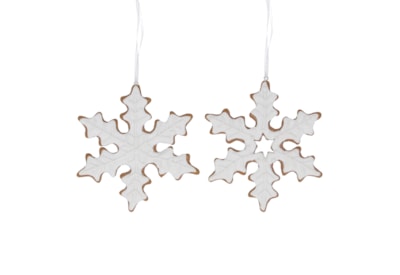 Gisela Graham Resin Gingerbread Snowflake Dec White Iced Gisela Graham Resin Gingerbread Snowflake Dec White Iced
