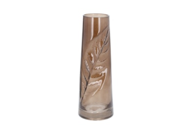 Gisela Graham Leaf Impression Glass Tall Vase Brown 29.5cm Gisela Graham Leaf Impression Glass Tall Vase Brown 29.5cm